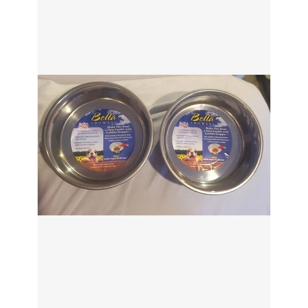 Loving Pets Bella Bowls Dogs, 5.5” Small Stainless Steel, Blue No Slip 2pc Set